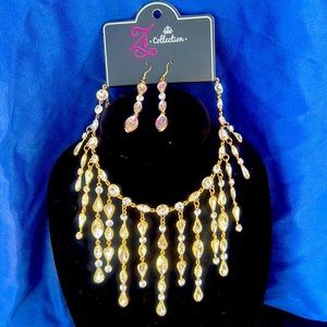 Zi Collection gold and rhinestone teardrop necklace